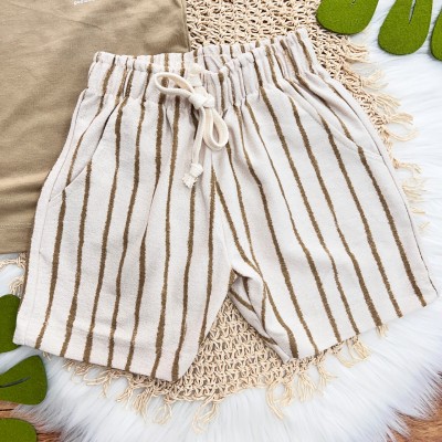 Conj. Camiseta Amalfi Coast e Bermuda Listrada - Cappuccino